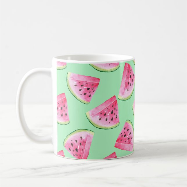 Seamless Watermelon Pattern in Watercolor style Wa Coffee Mug (Left)