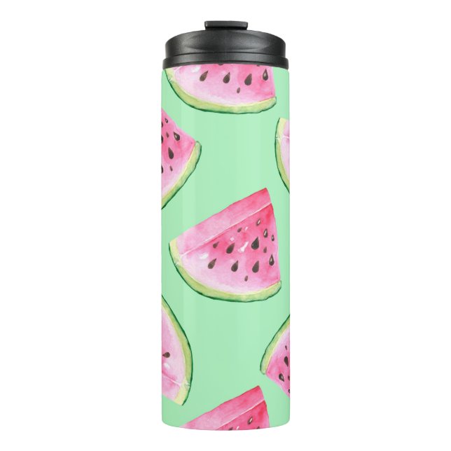 Seamless Watermelon Pattern in Watercolor style Wa Thermal Tumbler (Front)
