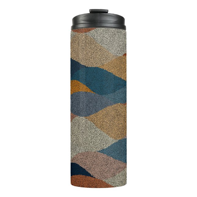 Seamless wavy pattern. Complicated hand-drawn orna Thermal Tumbler (Front)