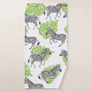 Seamless white pattern with zebras. illustration bath towel