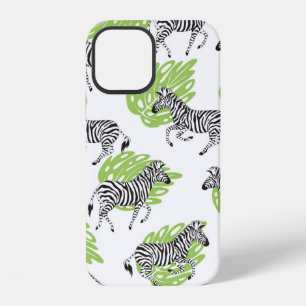 Seamless white pattern with zebras. illustration iPhone 12 case