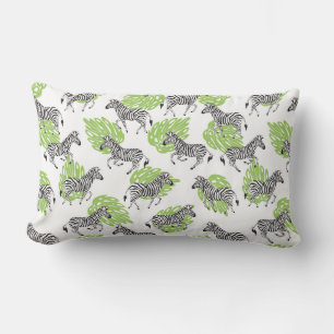 Seamless white pattern with zebras. illustration lumbar pillow