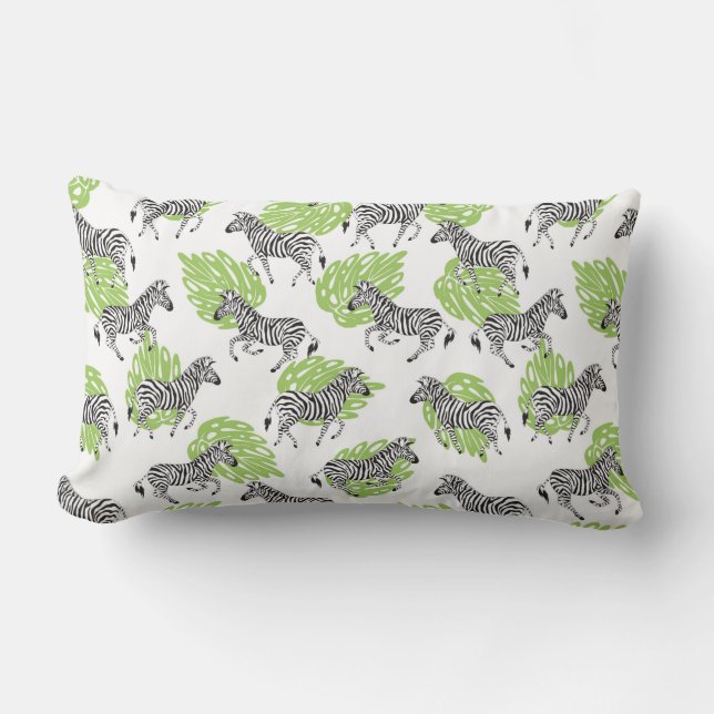 Seamless white pattern with zebras. illustration lumbar pillow (Front)