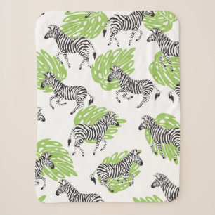 Seamless white pattern with zebras. illustration sherpa blanket
