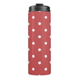 Seamless white polka dot pattern on red background thermal tumbler