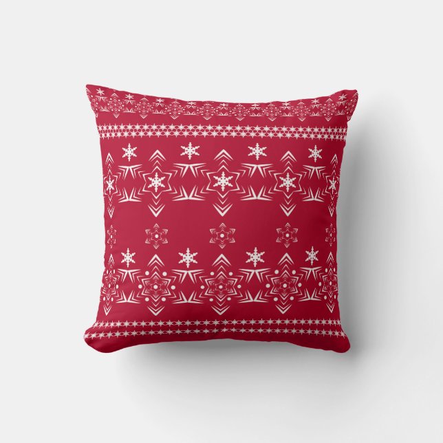Seamless white snowflake snow ornament decoration throw pillow (Front)