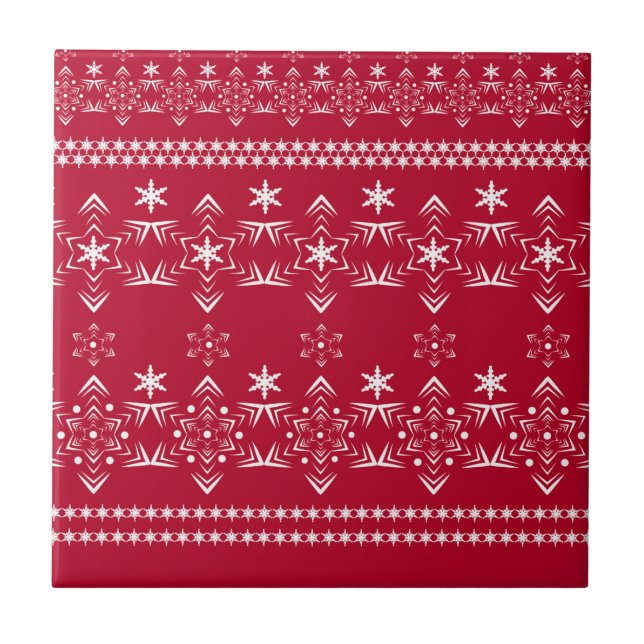 Seamless white snowflake snow ornament decoration tile (Front)