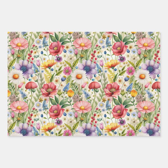 Seamless Wildflower Pattern Furniture Decoupage  Wrapping Paper Sheet (Front)
