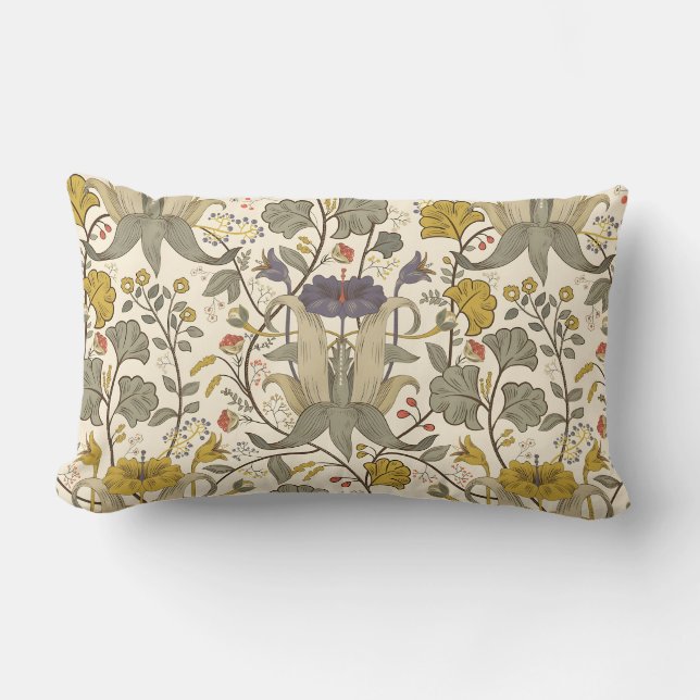 Seamless William Morris style floral pattern Lumba Lumbar Pillow (Front)
