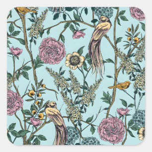 Seamless William Morris style floral pattern Square Sticker