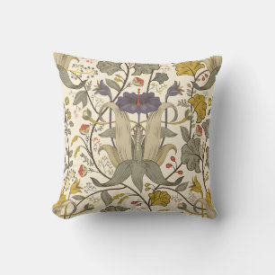 Seamless William Morris style floral pattern Throw Pillow