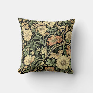 Seamless William Morris style floral pattern Throw Pillow