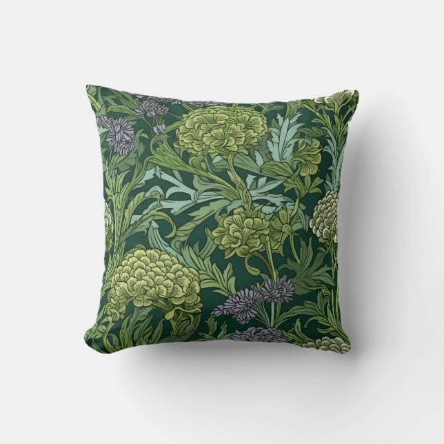 Seamless William Morris style floral pattern Throw Pillow (Front)
