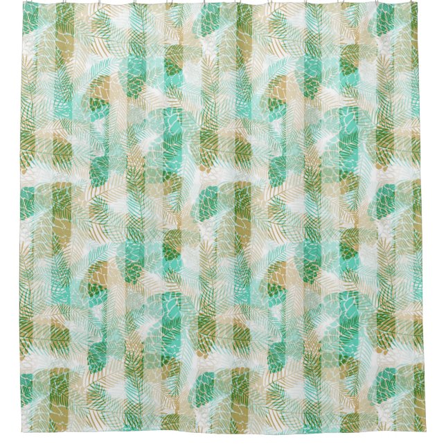 Seamless winter Christmas green beige pine cones t (Front)