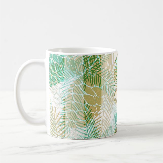 Seamless winter Christmas green beige pine cones t Coffee Mug (Left)