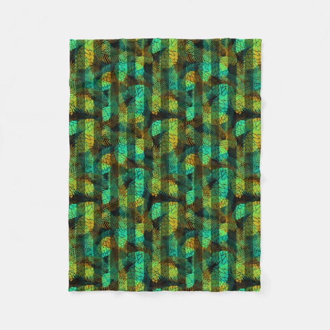 Seamless winter Christmas green blue pine cones tr Fleece Blanket (Front)