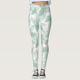 Seamless winter Christmas green pine cones tree pa Leggings