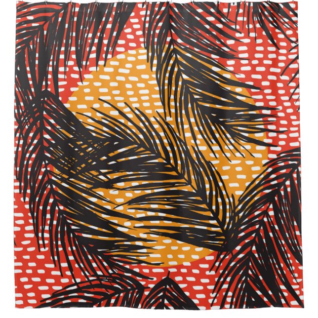 Seamless with black palm leaves and strokes  (Front)