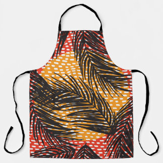 Seamless with black palm leaves and strokes apron