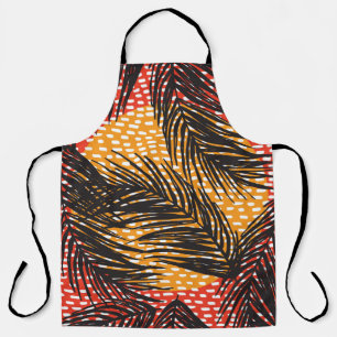 Seamless with black palm leaves and strokes apron