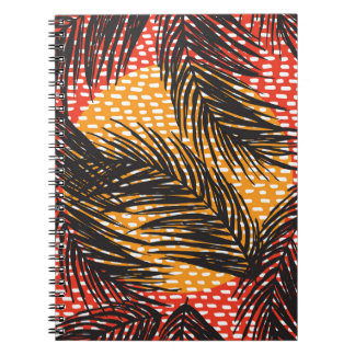 Seamless with black palm leaves and strokes notebook