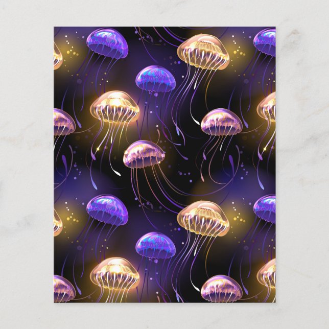 Seamless with glowing jellyfish (Front)