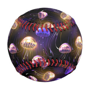Seamless with glowing jellyfish baseball