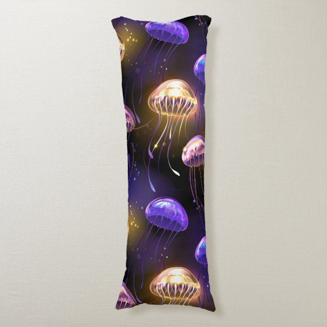 Seamless with glowing jellyfish body pillow (Front Vertical)