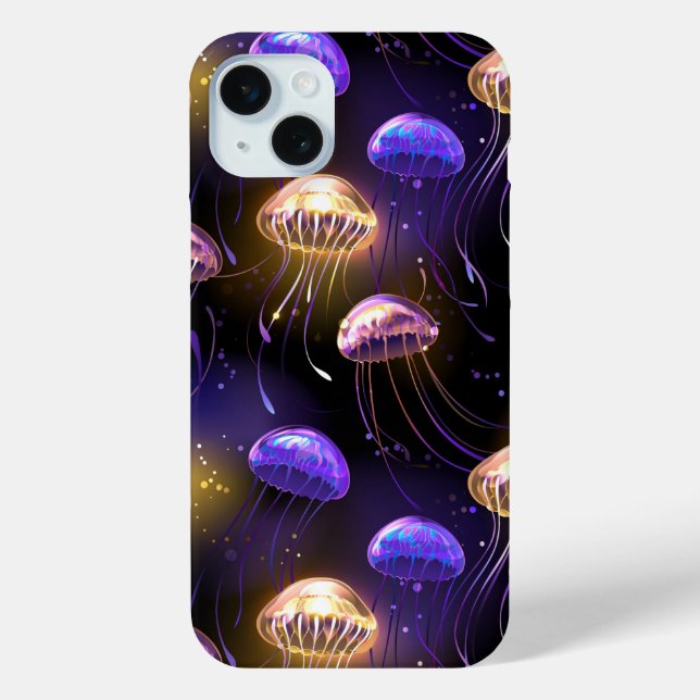 Seamless with glowing jellyfish Case-Mate iPhone case (Back)