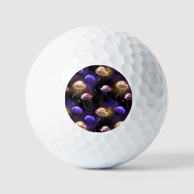 Seamless with glowing jellyfish golf balls (Front)