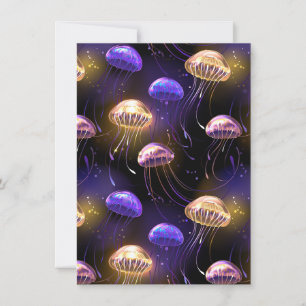 Seamless with glowing jellyfish holiday card