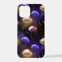 Seamless with glowing jellyfish