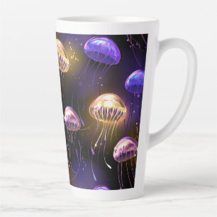 Seamless with glowing jellyfish latte mug