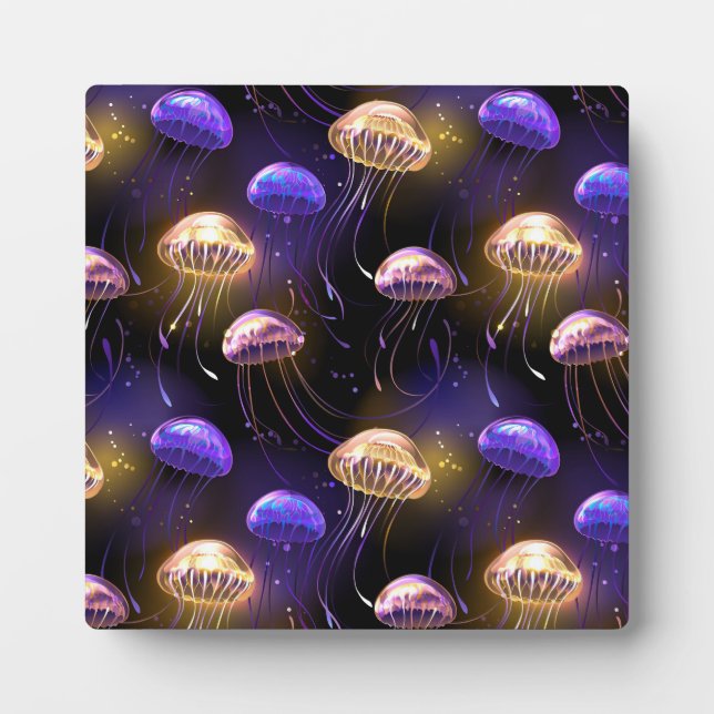 Seamless with glowing jellyfish plaque (Front)