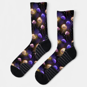 Seamless with glowing jellyfish socks