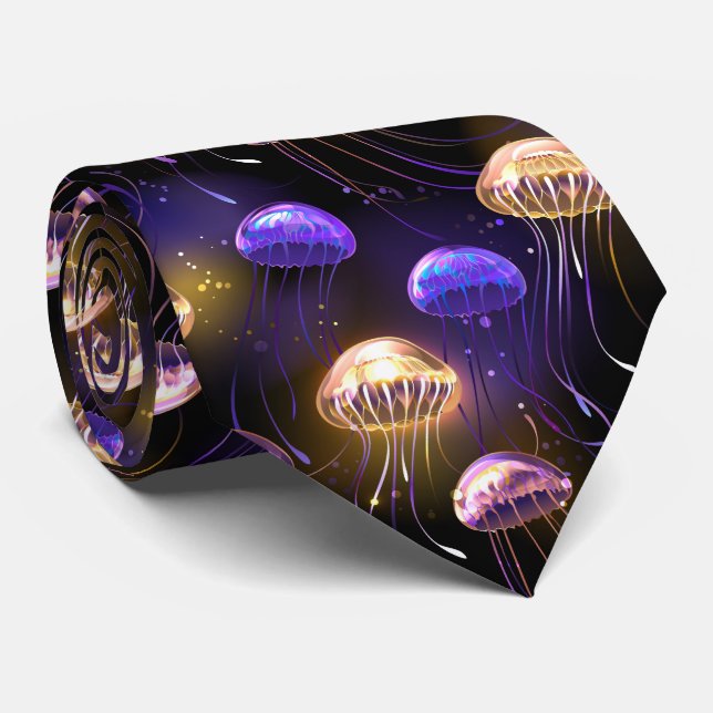 Seamless with glowing jellyfish tie (Rolled)