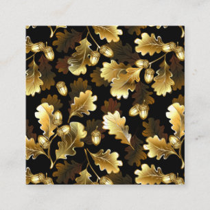 Seamless with golden oak branches on black enclosure card