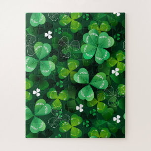 Seamless with green clover jigsaw puzzle