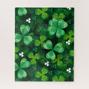 Seamless with green clover jigsaw puzzle