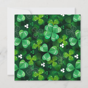 Seamless with green clover save the date