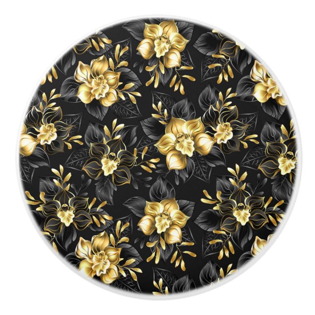 Seamless with jewellery orchids ceramic knob (Front)