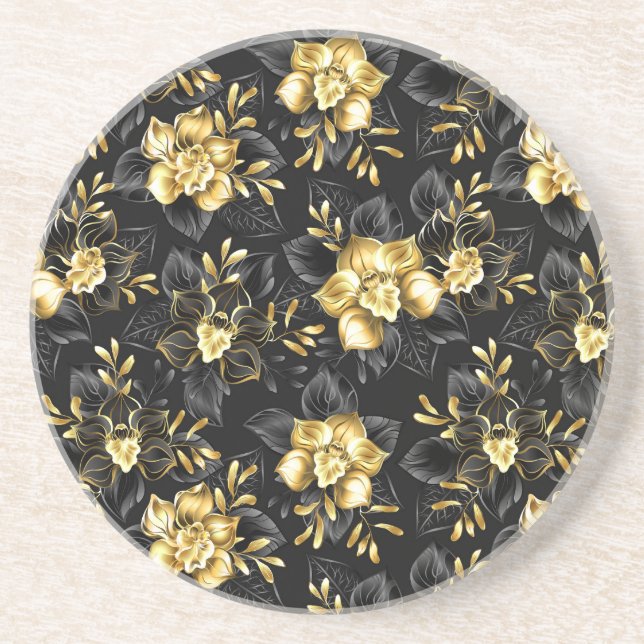 Seamless with jewellery orchids coaster (Front)