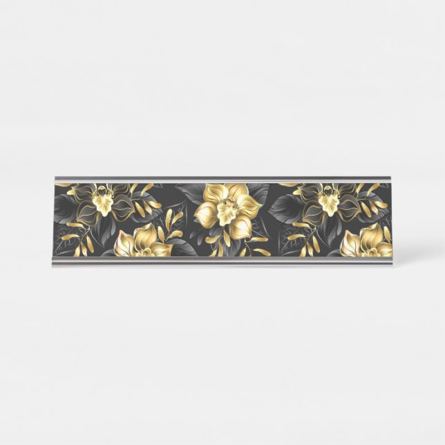 Seamless with jewellery orchids desk name plate (Front)