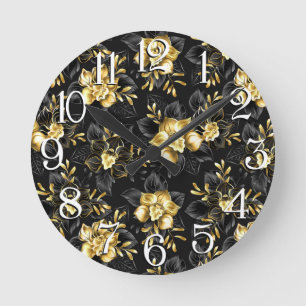 Seamless with jewellery orchids round clock