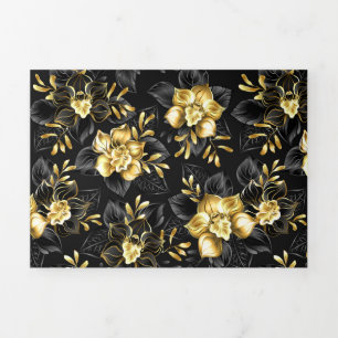 Seamless with jewellery orchids Tri-Fold holiday card