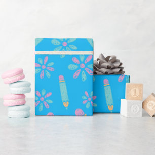 Seamless Wrapping Paper: Flower Pencil School Paper