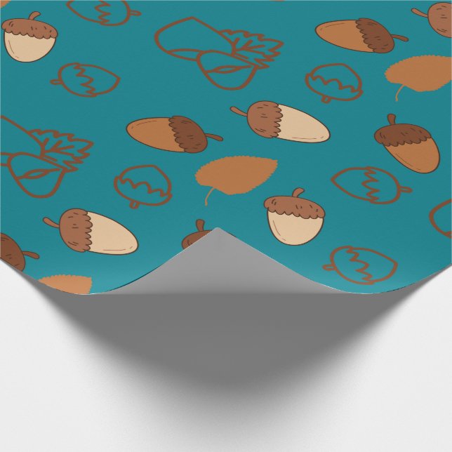 Seamless Wrapping Paper: Hazelnut and Fall Leaves Paper (Corner)