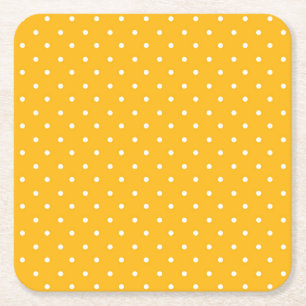 Seamless yellow-orange polka dot pattern square paper coaster