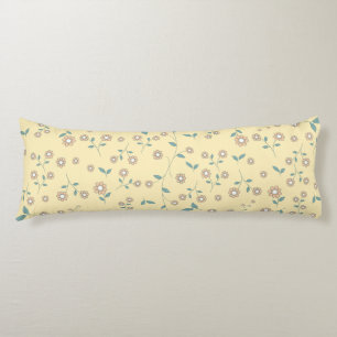 Seamless Yellow Sunflower Botanical Pattern Body Pillow