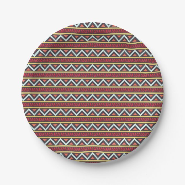 Seamless zigzag African seamless pattern Paper Plate (Front)